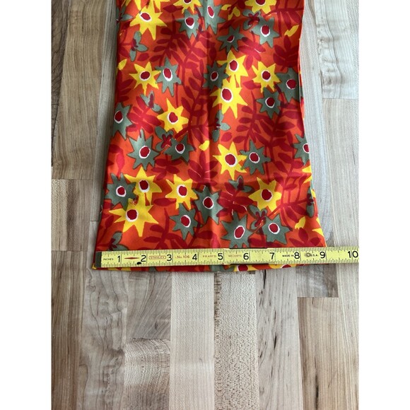 Vera Neumann Vintage Silk Infinity Scarf Floral Orange Red Yellow Made in Japan - Picture 7 of 7